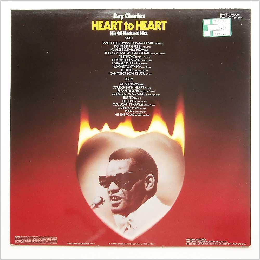 Ray Charles – Heart To Heart (His 20 Hottest Hits) LP - London Records, RAY TV1