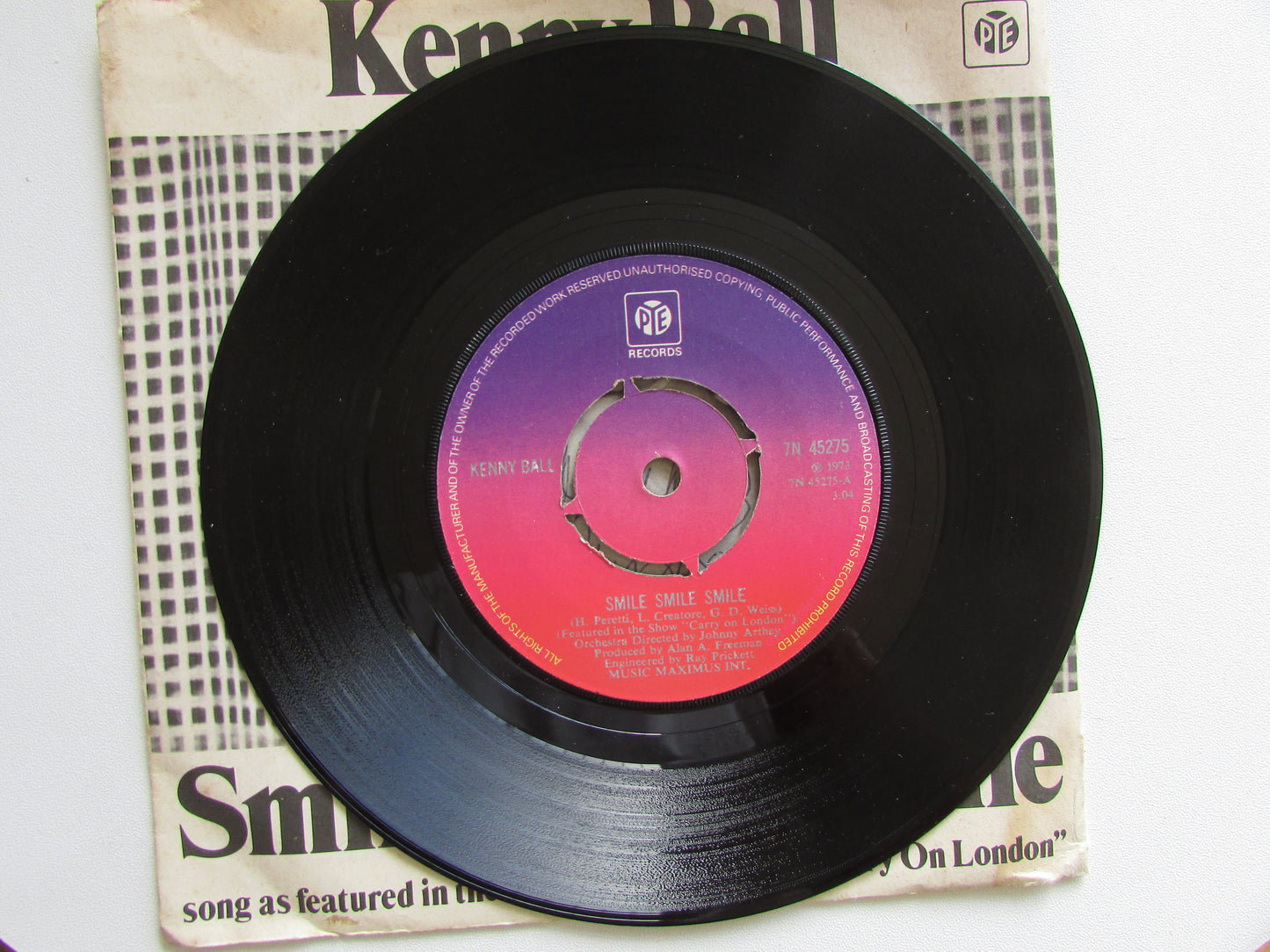 Kenny Ball – Smile, Smile, Smile 7" - Pye Records – 7N 45275 ** SIGNED ***