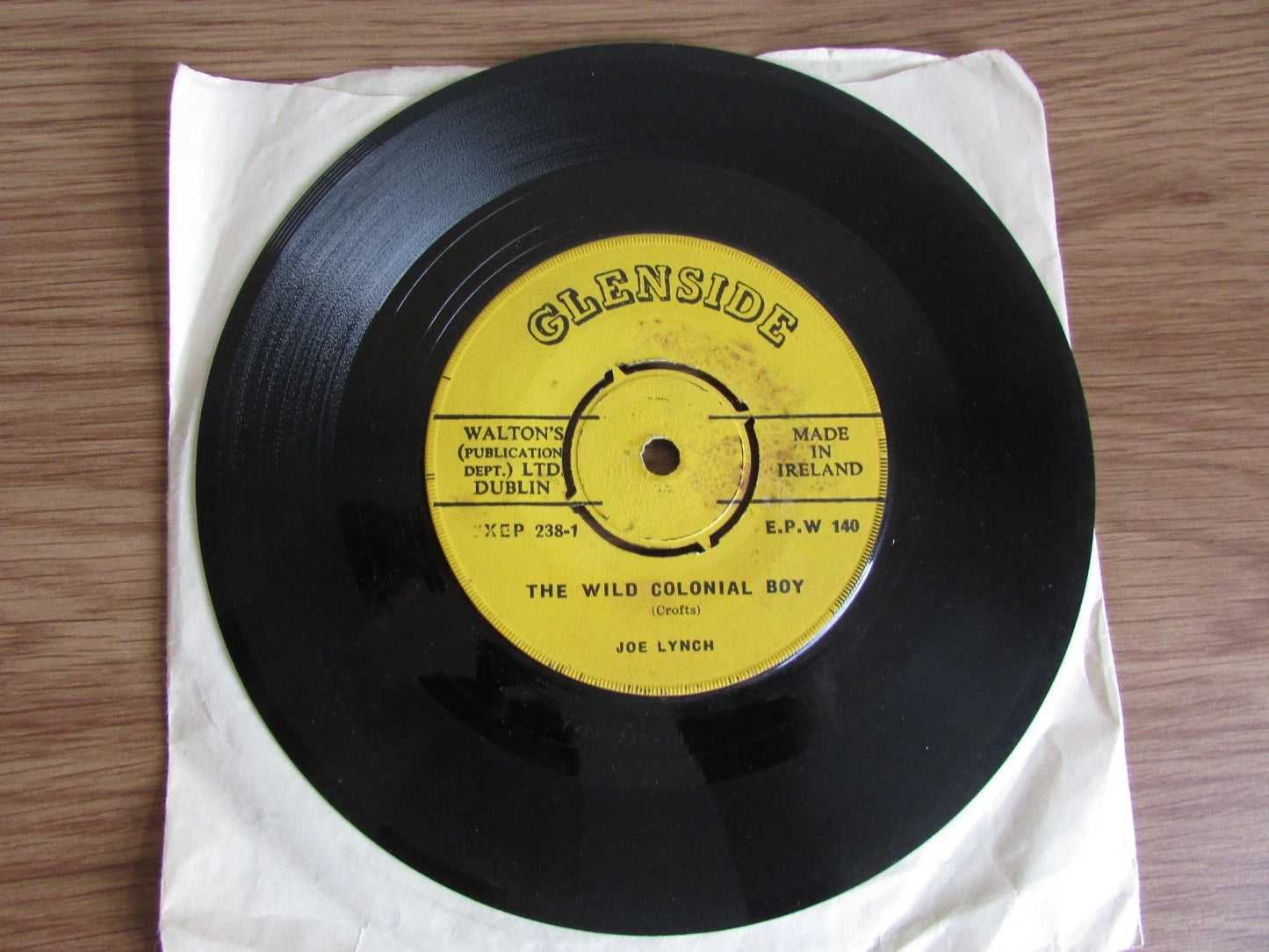 JOE LYNCH - THE WILD COLONIAL BOY / REILLY'S GATE IRISH GLENSIDE EPW140 7"