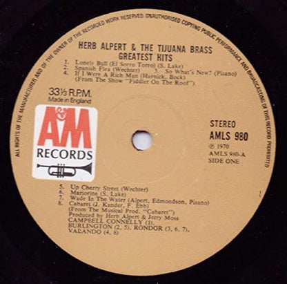 Herb Alpert & The Tijuana Brass Title: Greatest Hits (Sixteen Great Titles) A&M Records AMLS980