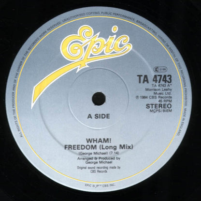Wham! – Freedom - 12" Single,  Epic – TA4743