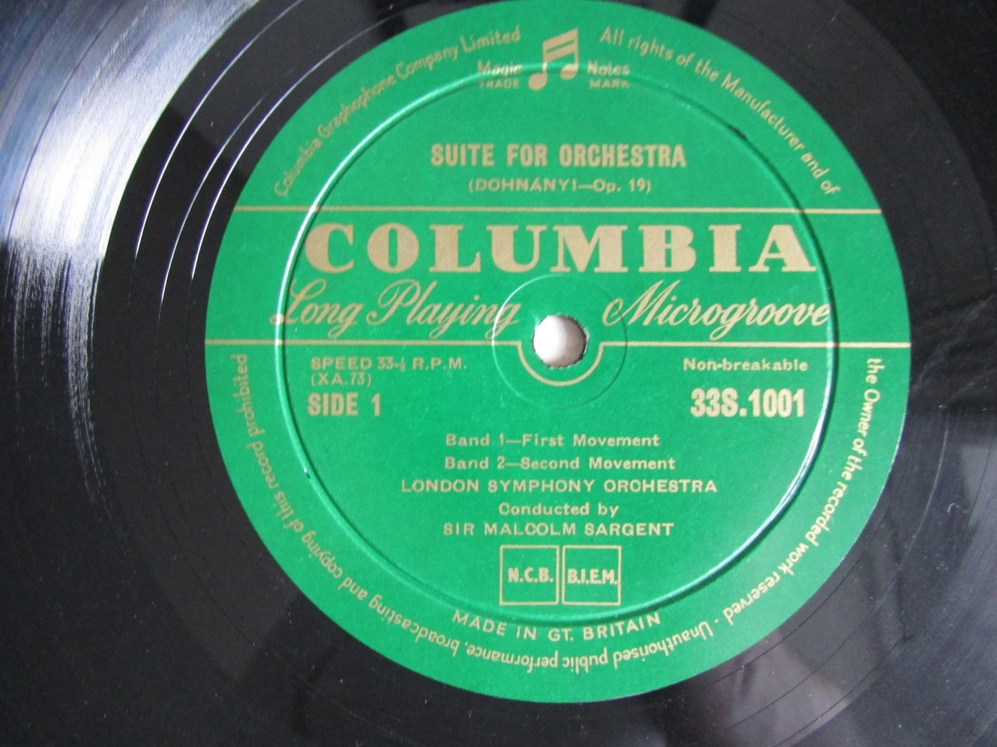 Dohnanyi Suite for Orchestra, Malcolm Sargent LSO - Columbia 33s1001 - 10" Vinyl
