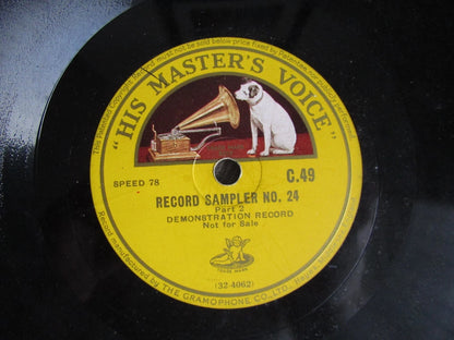 His Masters Voice, Record Sampler, Demonstration Record No. 24 - HMV C.49 12" 78rpm