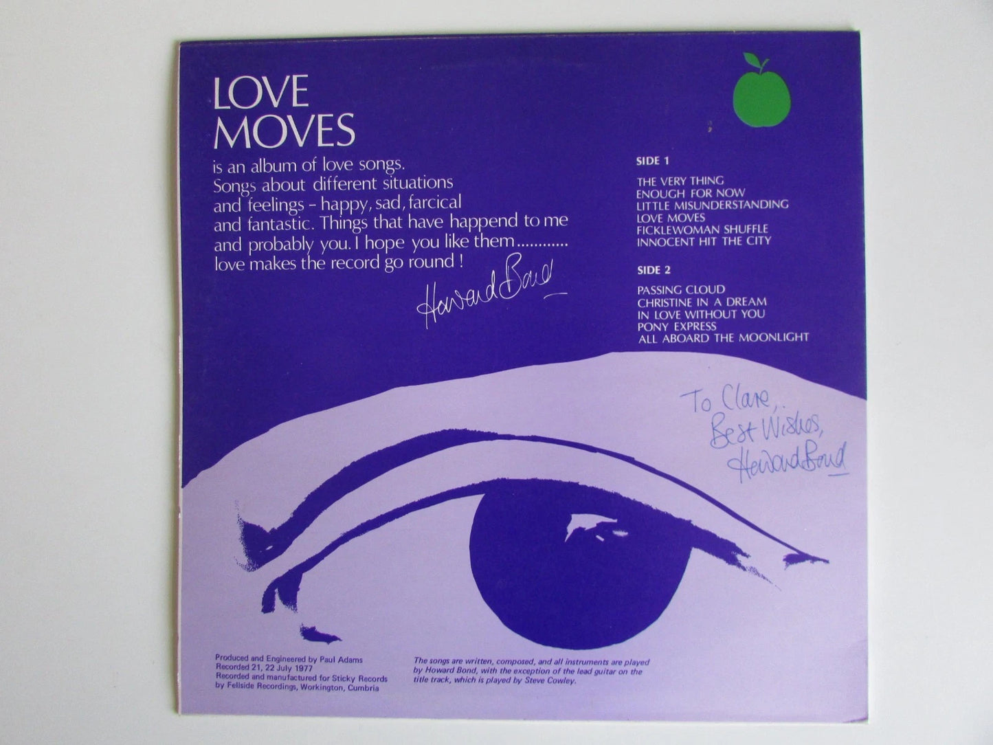 Howard Bond ~ Love Moves *** SIGNED *** LP 1977 Sticky Records C2000