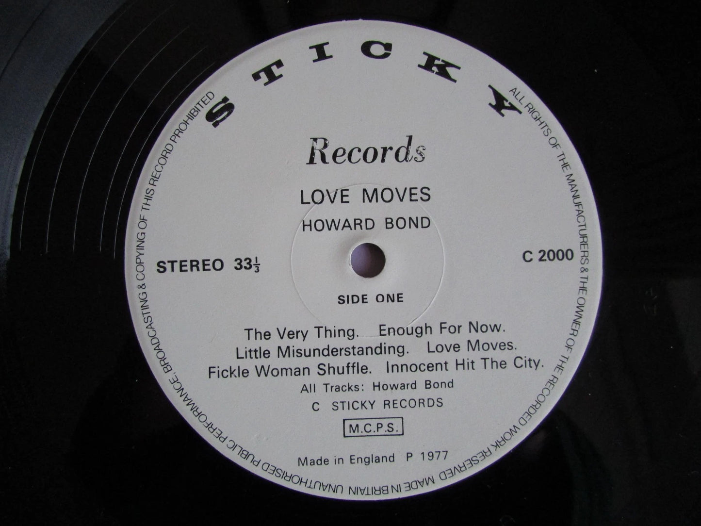 Howard Bond ~ Love Moves *** SIGNED *** LP 1977 Sticky Records C2000