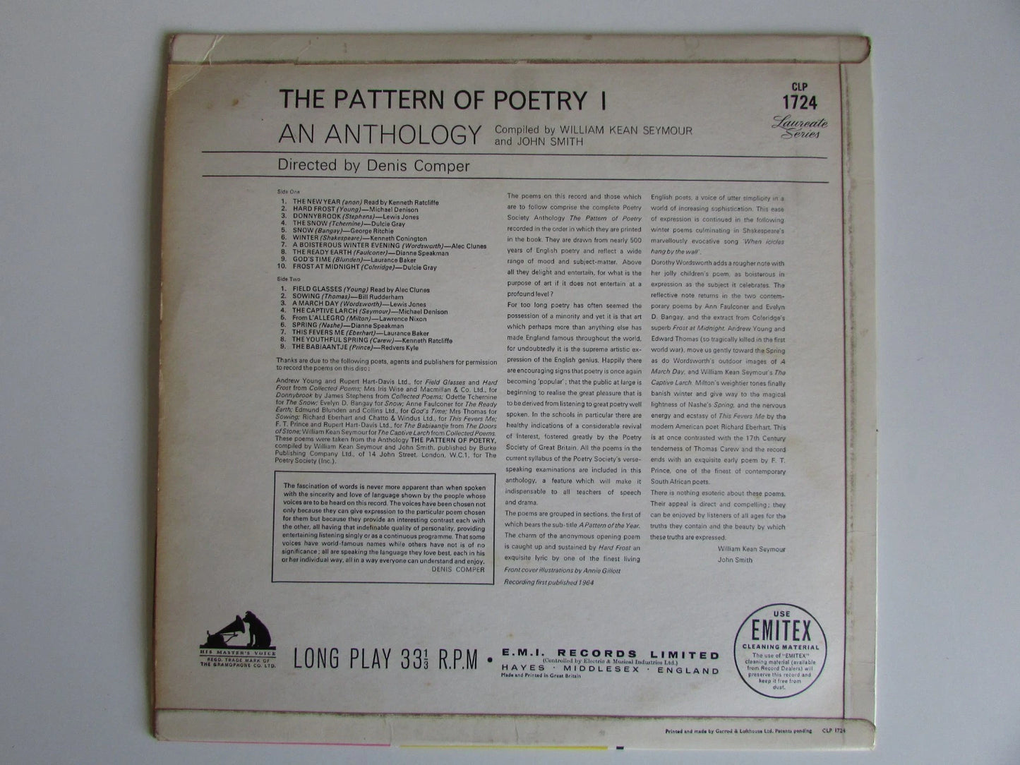 Various - The Pattern Of Poetry - I An Anthology - HMV CLP1724