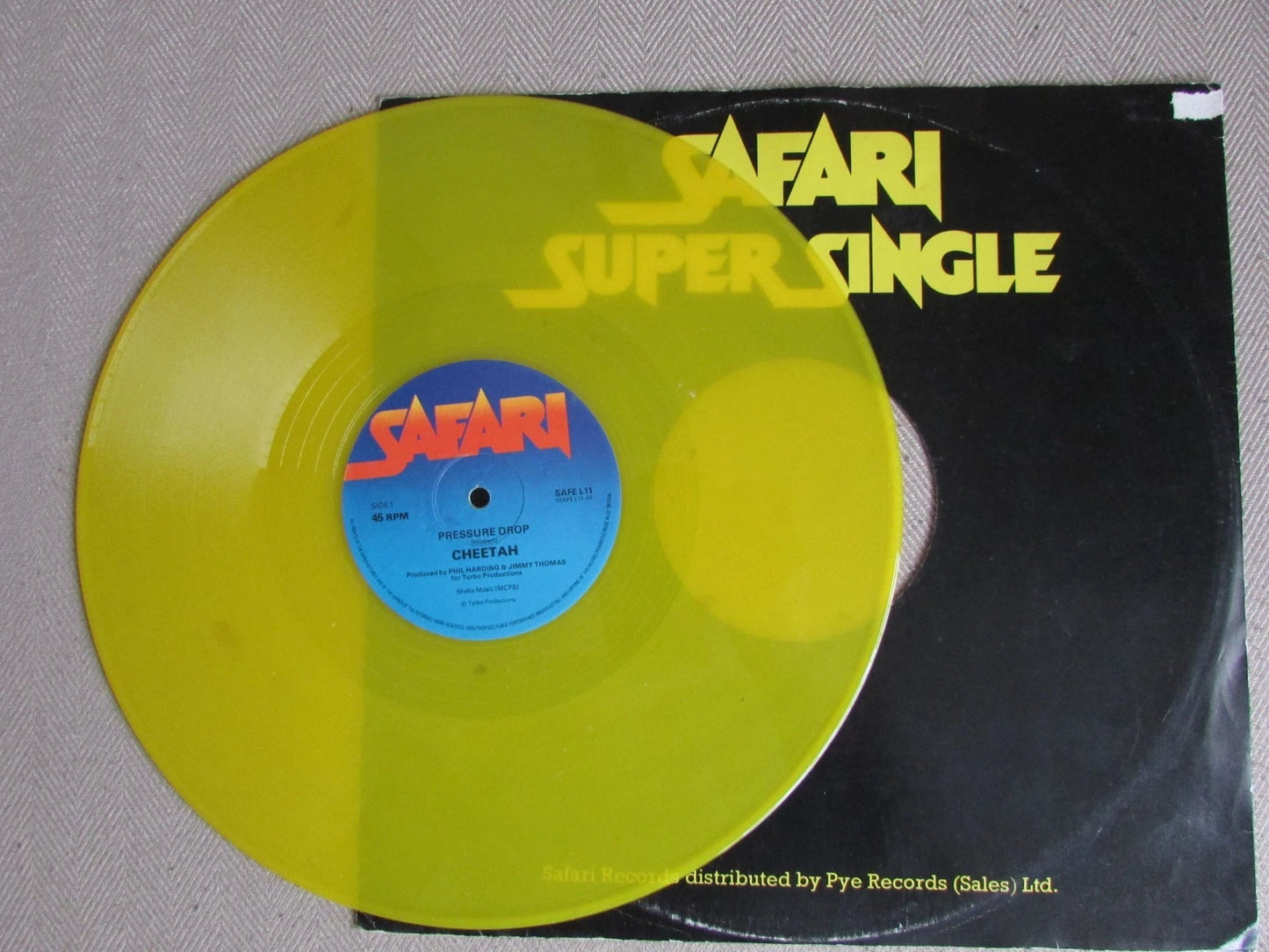 Cheetah, Pressure Drop - 12" Record Single- Yellow Coloured Vinyl Safari SafeL11