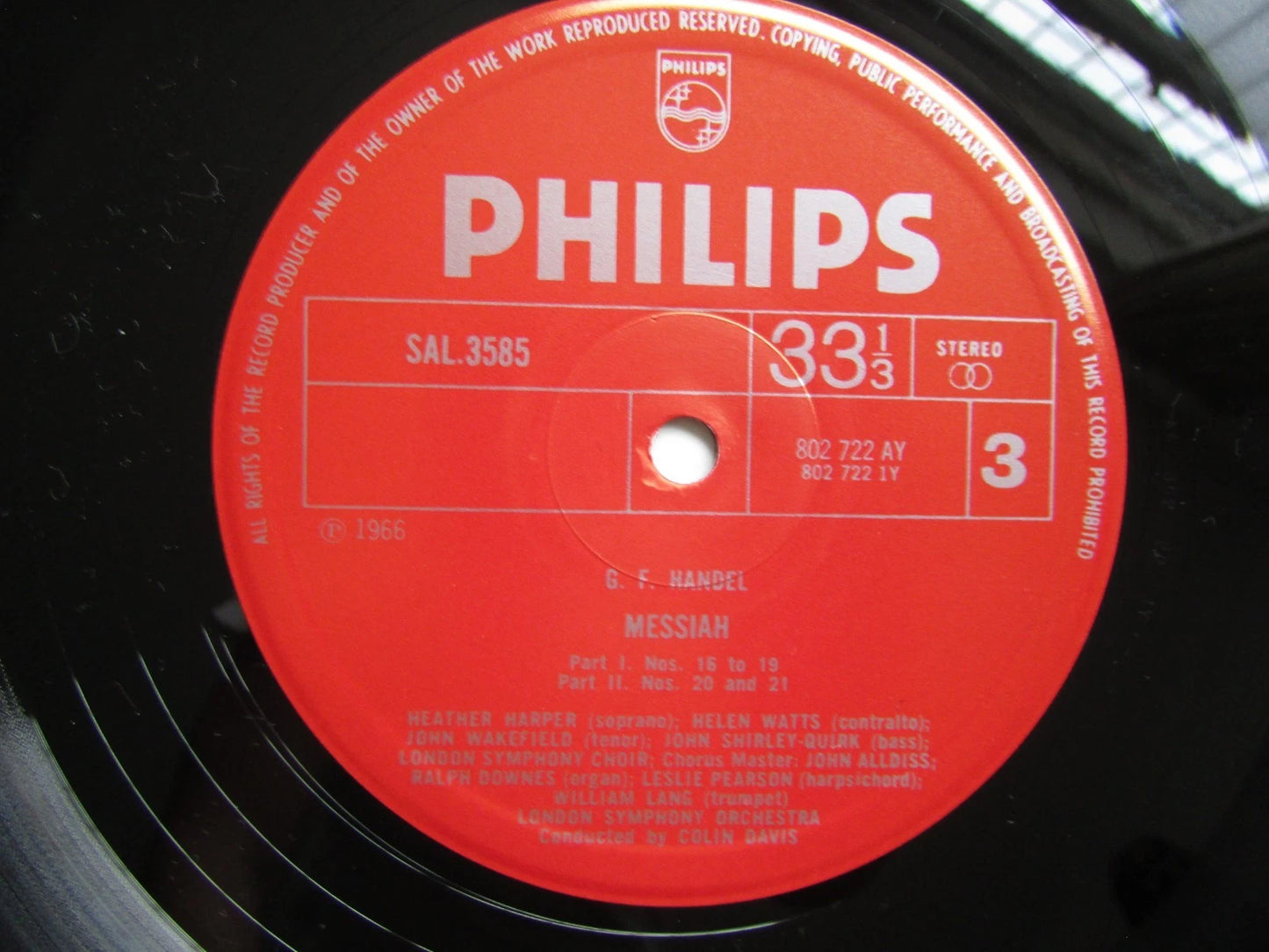 HANDEL MESSIAH, LSO AND CHOIR COLIN DAVIS, PHILIPS 6703001 3x LP VINYL BOX SET