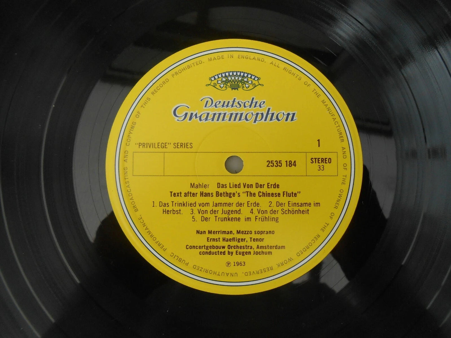 Gustav Mahler Das Lied Von Der Erde - Eugen Jochum Deutsche Grammophon 2535 184