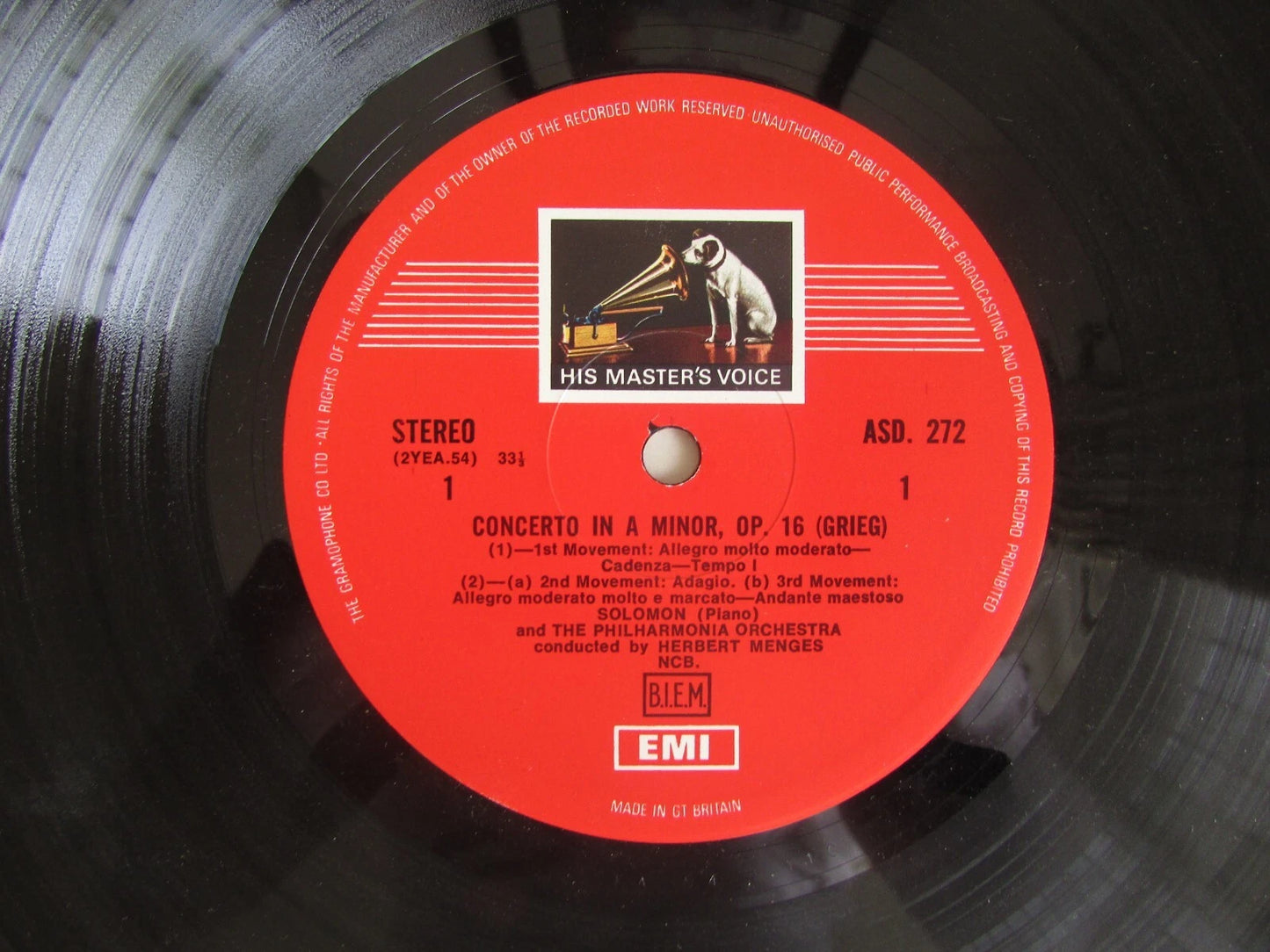 Grieg & Schumann Piano Concertos SOLOMON - LP Vinyl Record HMV ASD 272
