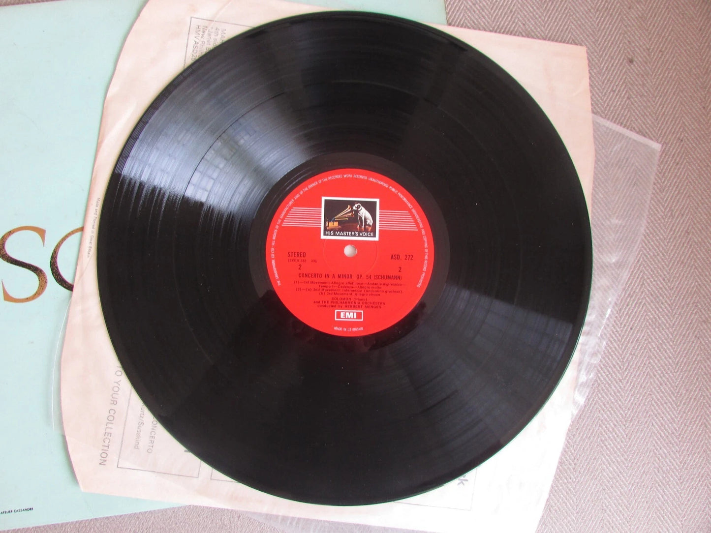Grieg & Schumann Piano Concertos SOLOMON - LP Vinyl Record HMV ASD 272