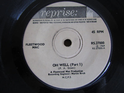 Fleetwood Mac, Oh Well Part 1 & 2 Vinyl Record 7" Single, 1969, Reprise RS 27000