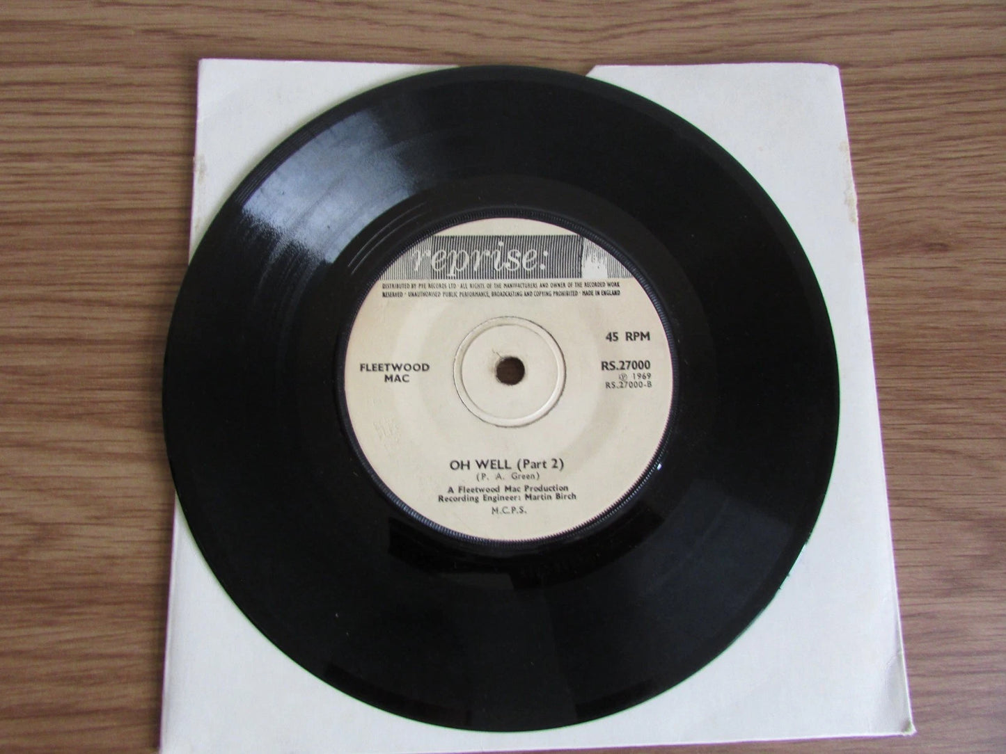 Fleetwood Mac, Oh Well Part 1 & 2 Vinyl Record 7" Single, 1969, Reprise RS 27000