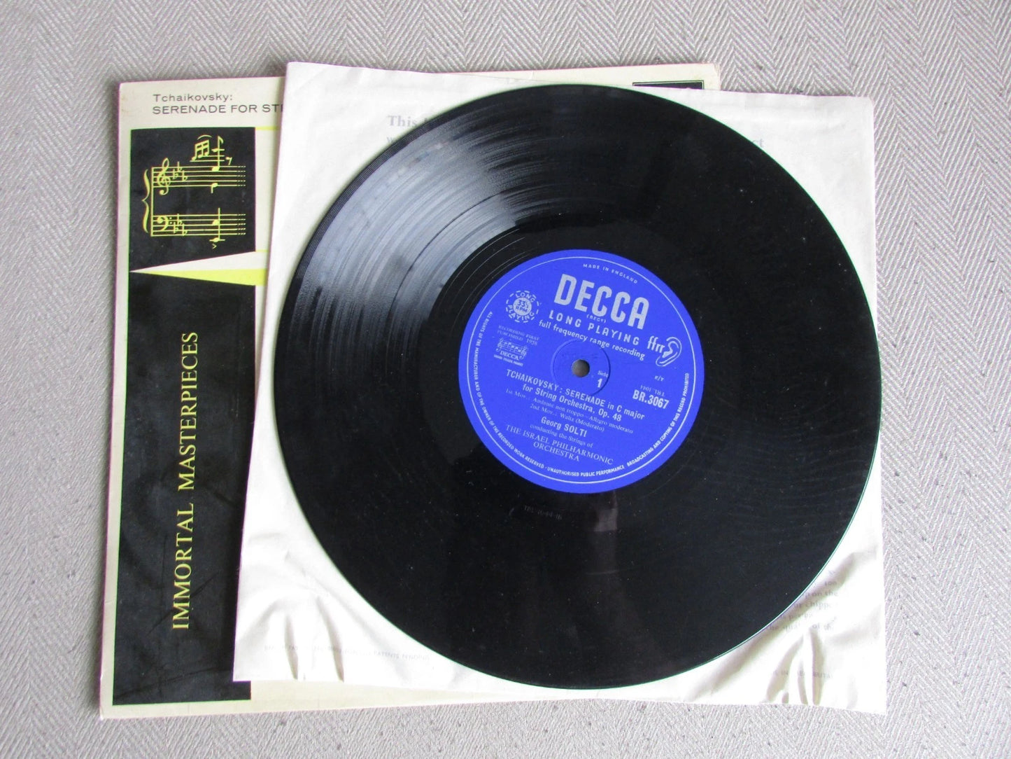 Tchaikovsky, Israel Philharmonic Orchestra, Solti - Serenade For Strings  Decca BR.3067 10"
