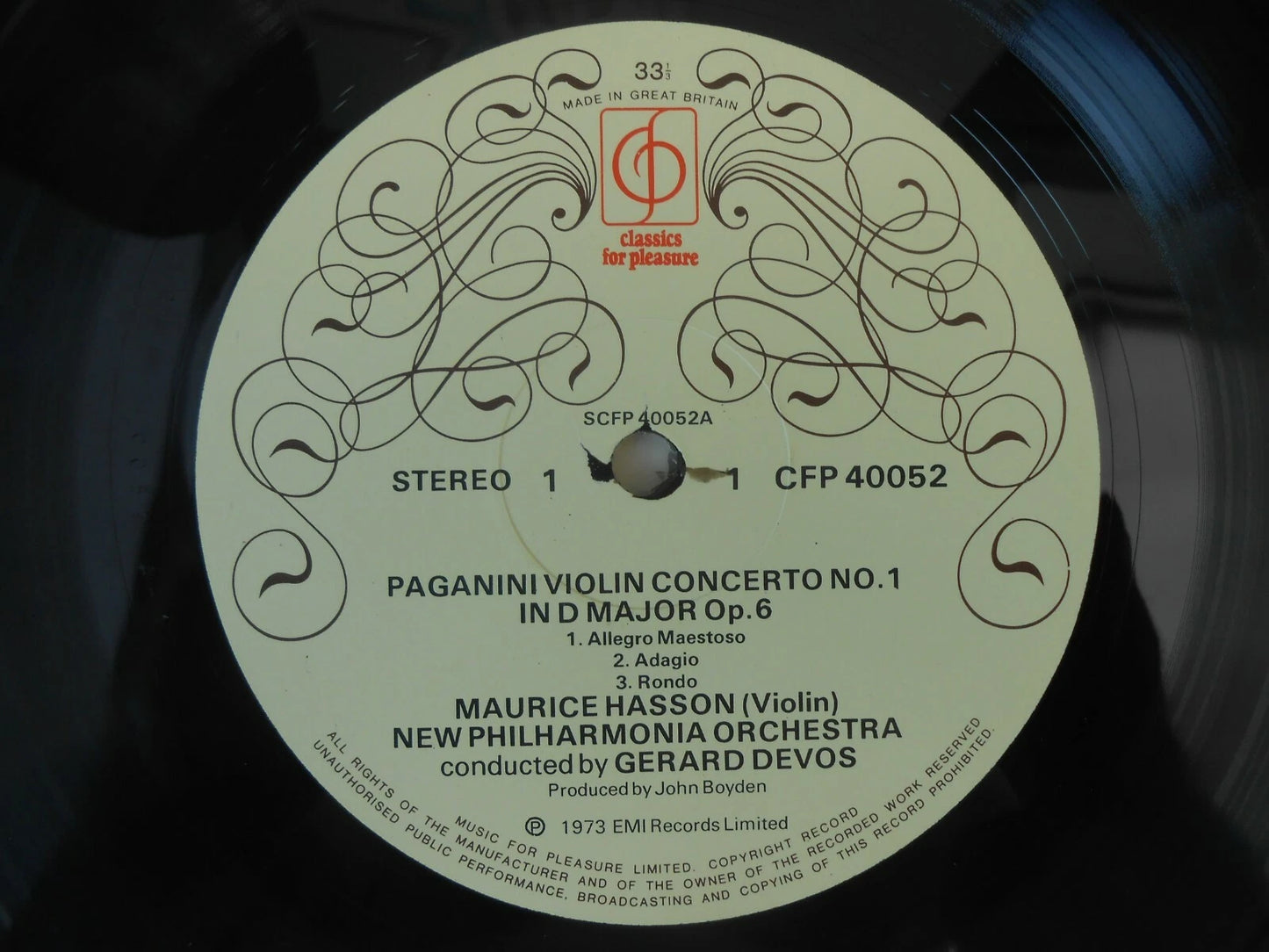 Paganini Violin Concerto No.1, Prokofiev Violin Concerto No.2 - Vinyl LP - CFP 40052