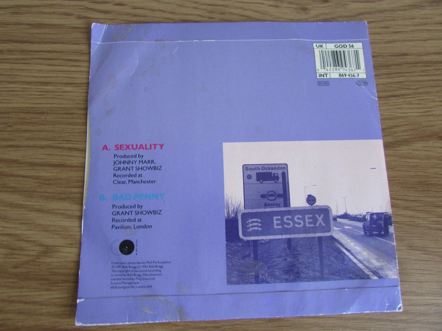 BILLY BRAGG Sexuality / Bad Penny 1991 UK 7" Vinyl Record GOD56