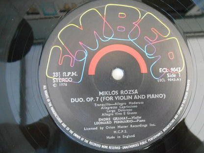 Miklos Rozsa – Duo, Op.7 · Little Suite, Op.5 / Variations On A Hungarian Peasant Song, Op.4 ECL9043