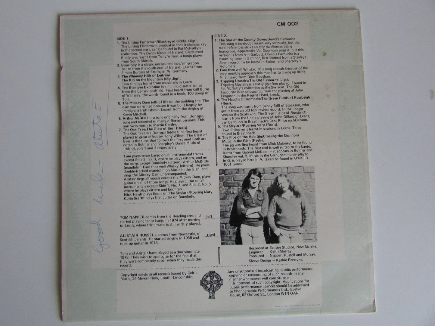 Tom Napper And Alistair Russell - Tripping Upstairs 1978 LP ** SIGNED ** Celtic Music CM002