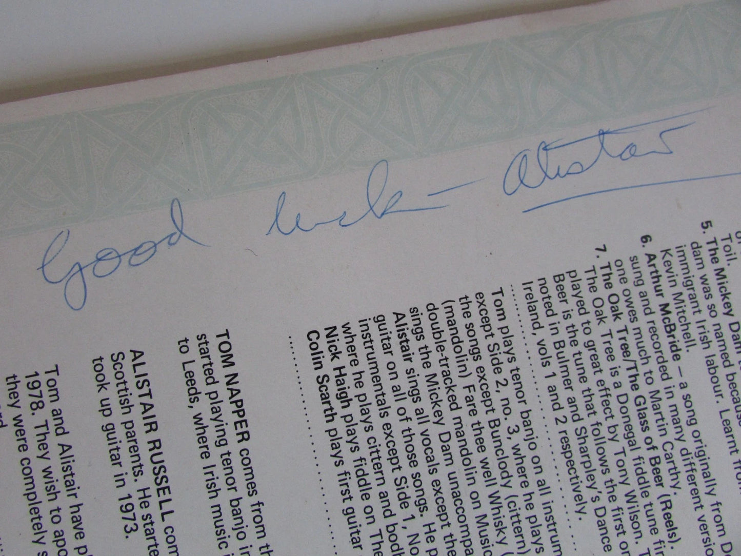 Tom Napper And Alistair Russell - Tripping Upstairs 1978 LP ** SIGNED ** Celtic Music CM002