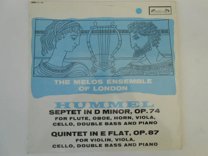 Hummel Melos Ensemble Of London ‎Septet In D Minor Op 74 Quintet In E Flat Op 87 - Vinyl SOL 290