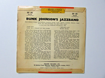 BUNK JOHNSON'S JAZZ BAND, RARE 4 TRACK 7" VINYL EP, ESQUIRE RECORDS EP181
