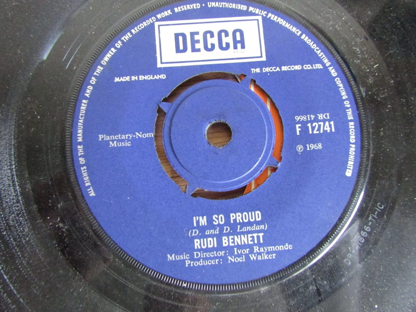 Whistling Jack Smith, Havah Nagilah / Rudi Bennett, I'm So Proud 7" Decca F12741