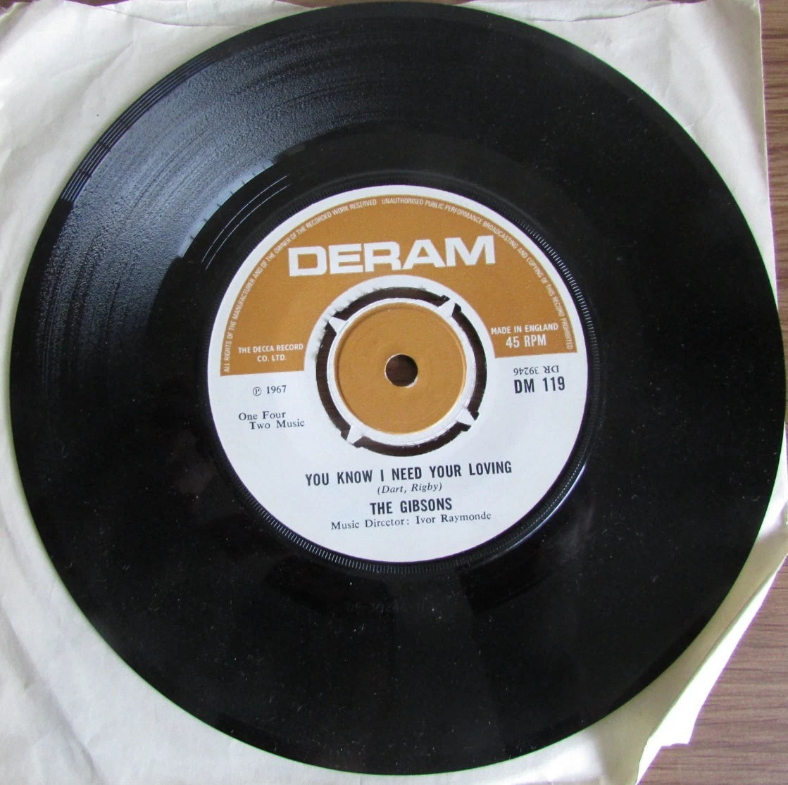 The Gibsons - The Magic Book/ You Know I Need Your Loving.  7" - Deram DM 119
